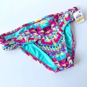 NWT M swim bottoms BAR lll printed ruched sides multicolor hipster